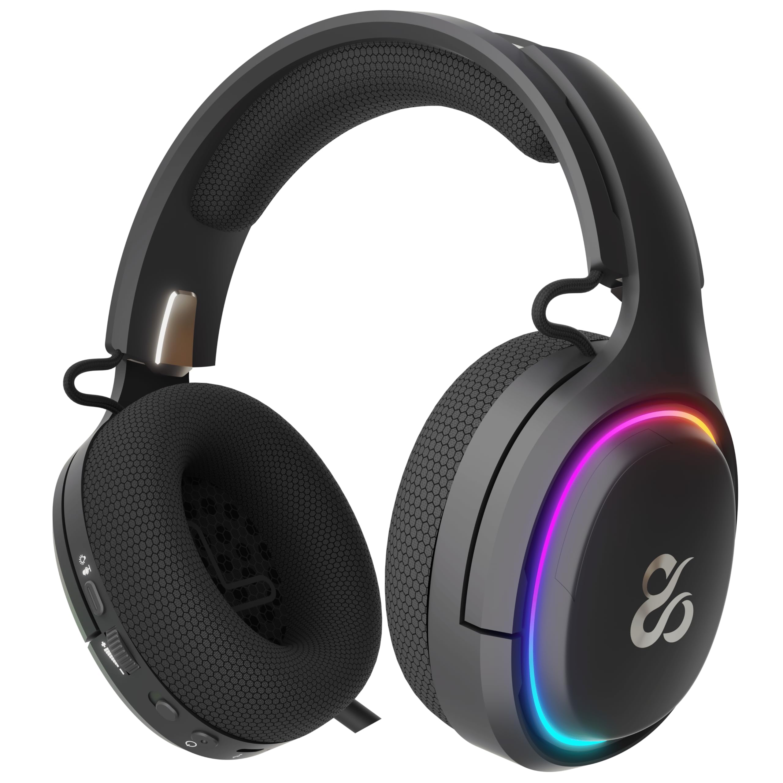 NEWSKILL Aton V2 Auriculares Gaming inalámbricos 2.4G, Bluetooth 5.0 y Cable Tipo C, micrófono retráctil, Sonido Envolvente, RGB, compatibles con PC, PS5, Switch y móvil - Negro