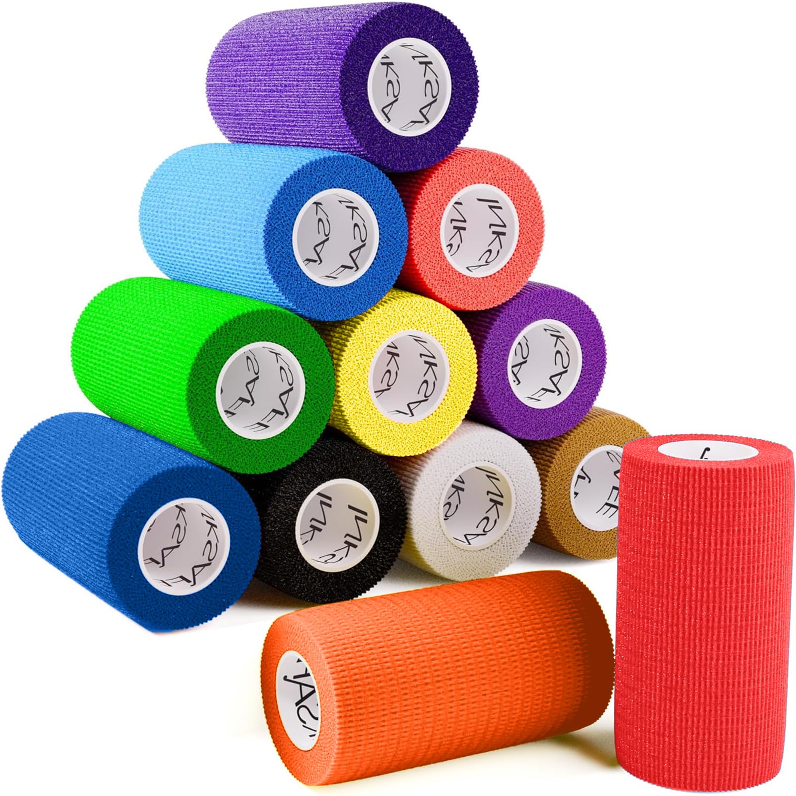 12 Rolek Taśmy Samoprzylepnej, Taśma Kinezjologiczna 10 cm x 4,5 m, Elastyczny Bandaż Stabilizujący Stabilizująca Stawy i Mięśnie, do Tatuażu, Rehabilitacji i Opieki Weterynaryjnej