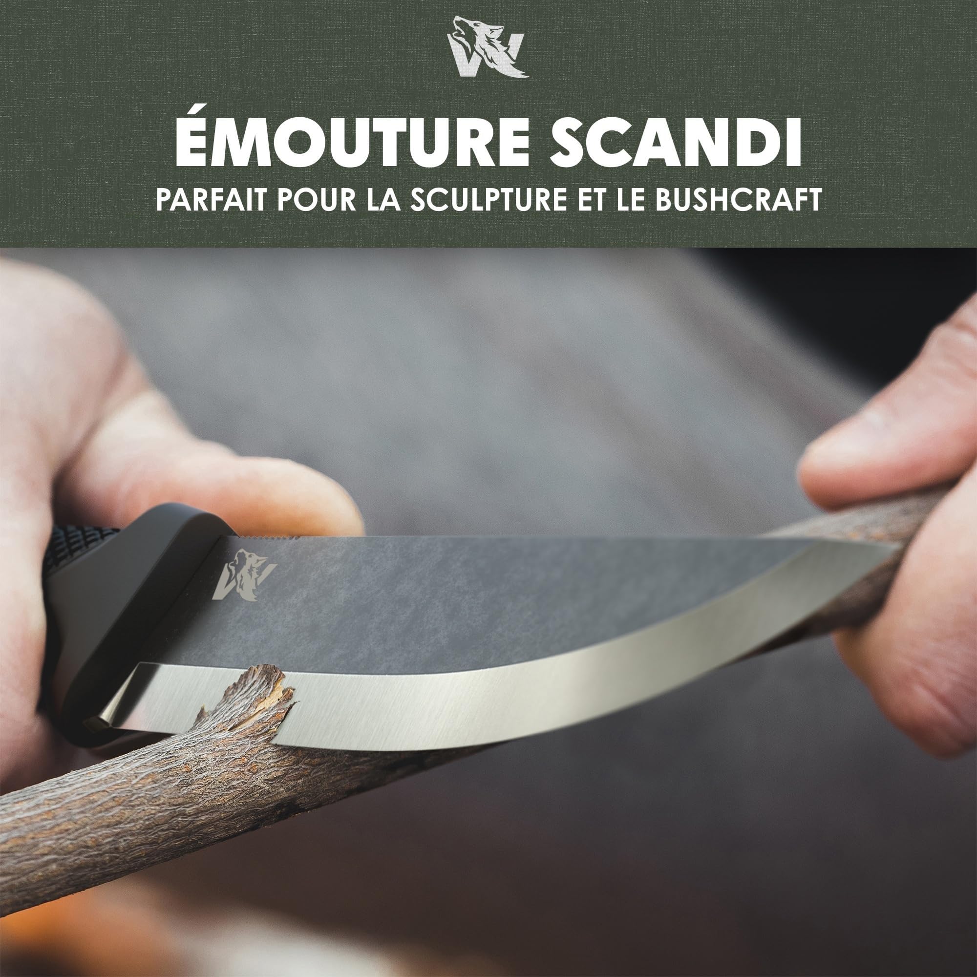 Wolfgangs W-SCANDI Angelmesser mit feststehende Klinge - Inkl. Scheide - Ideales Outdoor-Messer aus einem Stück D2 Stahl gefertigt - Premium Survival Messer - Perfektes Bushcraft Messer Outdoor