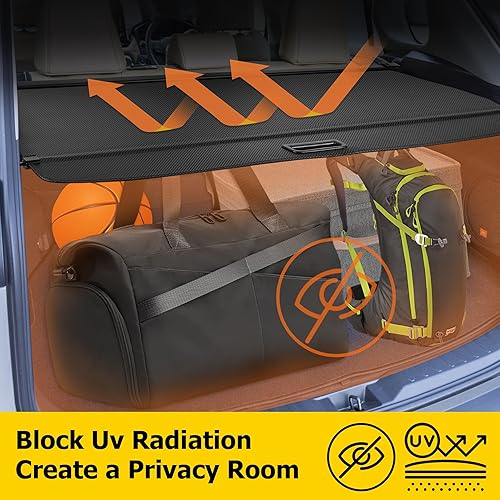 Miniatura 5 de AUXMART Cubierta de carga retráctil para Toyota RAV4 2019 2020 2021 2022 2023 2024 2025 cubierta de protección de seguridad de fibra de carbono,