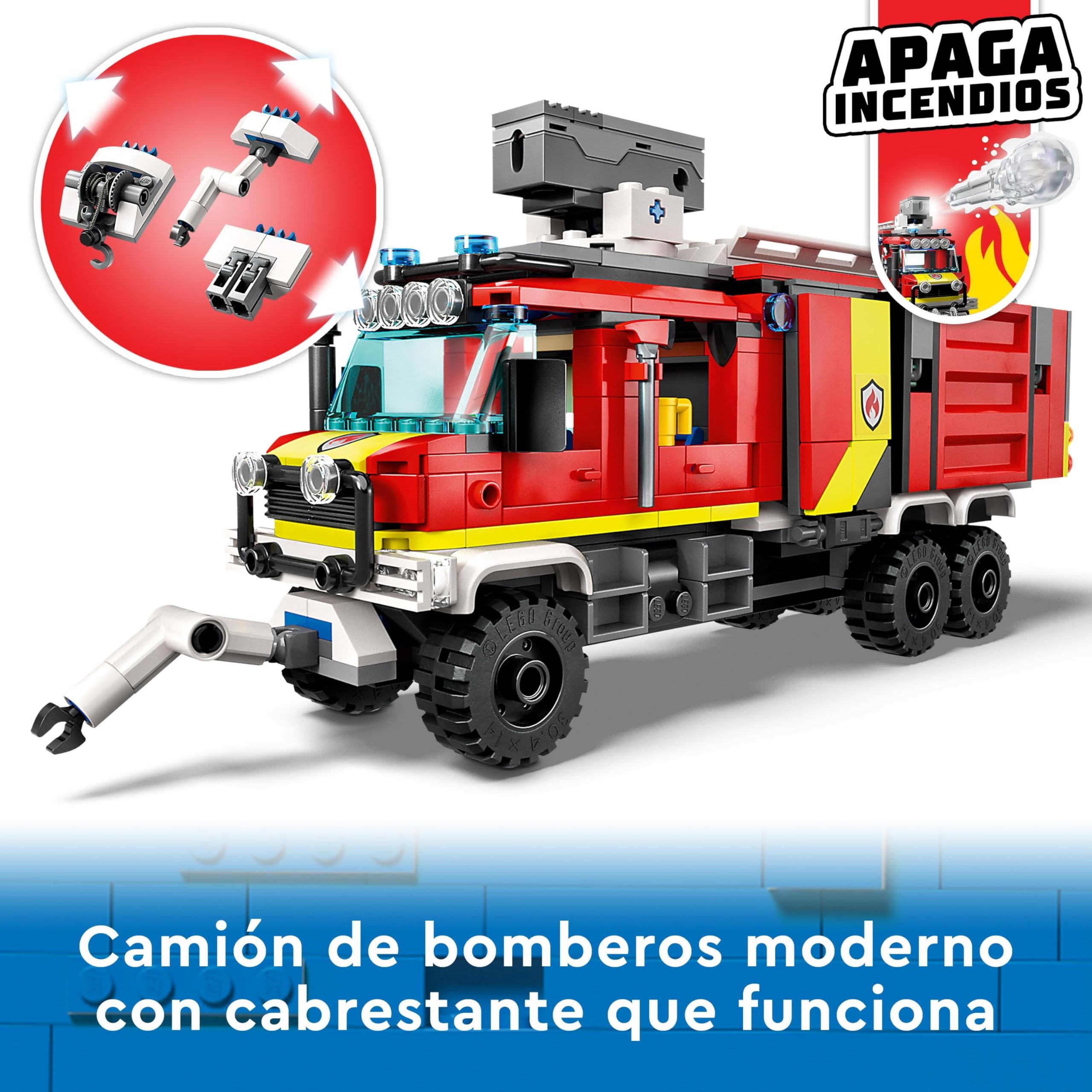 LEGO City Unidad Móvil de Control de Incendios, Camión de Bomberos de Juguete, Drones y 3 Minifiguras, Vehículos de Emergencia para Niños y Niñas de 6 Años o Más 60374
