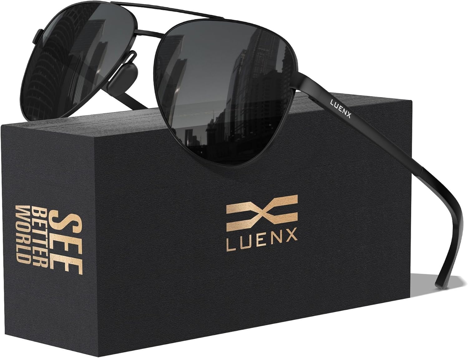 LUENX Aviator Sunglasses for Men Women Polarized - UV400 Protection, Stylish Shades, Driving, Outdoor Activities
