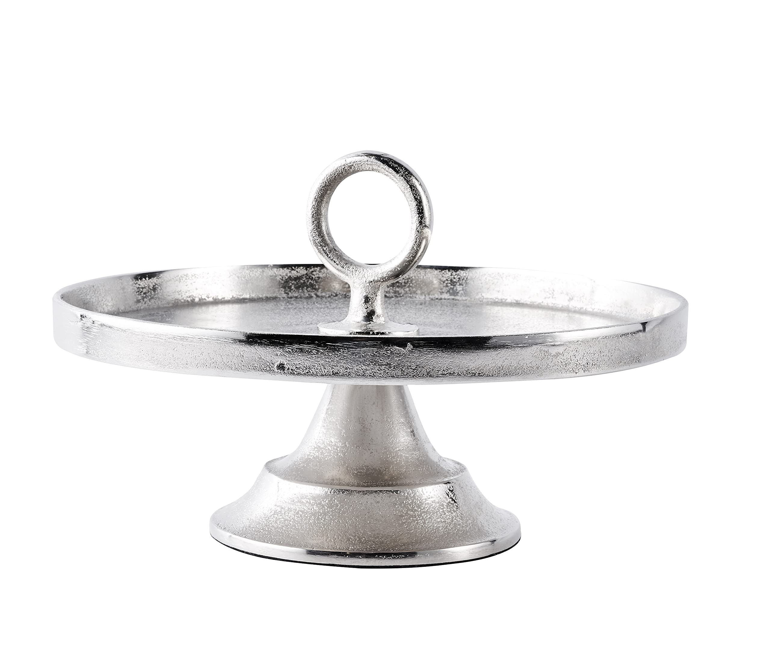 MichaelNoll Etagere Modern Dekoteller Schale Deko Dekoration - Servierplatte aus Metall Aluminium - Silber Luxus - Tischdeko Hochzeit - Weihnachtsdeko für Wohnzimmer, Esszimmer oder Küche - 30 cm