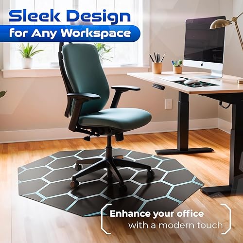 Miniatura 3 de Tapete para silla de videojuegos, tapete para silla de oficina de 47 x 47 pulgadas con alfombrilla de mouse XL a juego, protector de suelo duro para