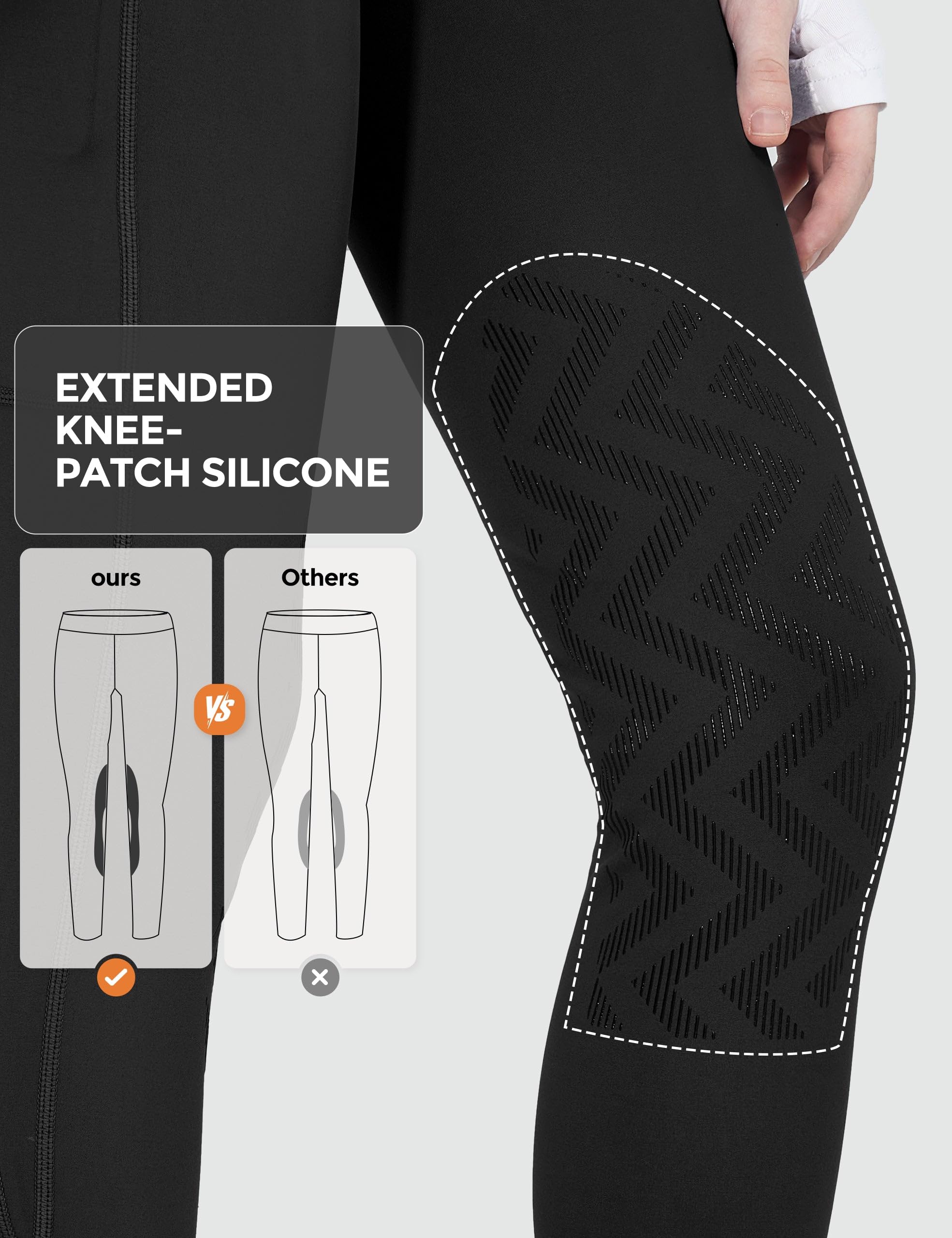FitsT4 Sports Pantalones de equitación de invierno para niñas, pantalones de equitación de forro polar con parche en la rodilla, mallas ecuestres y bolsillos