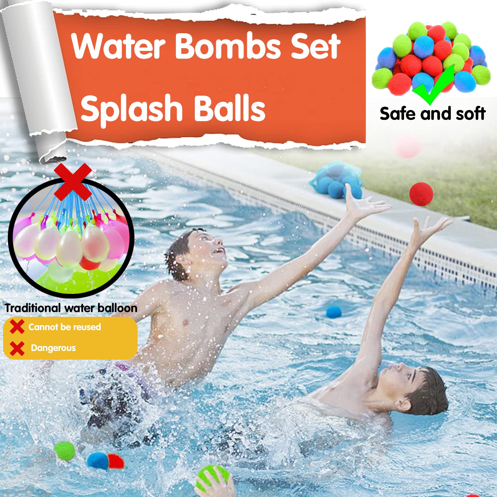 50 pcs Bolas De Bombas de Agua, 30/40/50 Globos de Agua Reutilizables, Bombas de Agua Reutilizables, Bolas de Salpicaduras, Coloridos Bombas de Agua para Piscina y Playa, juegos de batalla de agua