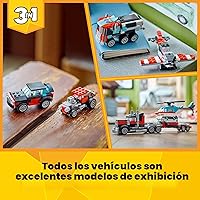 Vista 5 de LEGO Creator 3 en 1 Camión de Plataforma Plana con Juguete de Helicóptero, se Transforma de Juguete de Camión de Plataforma Plana a Avión de Hélice