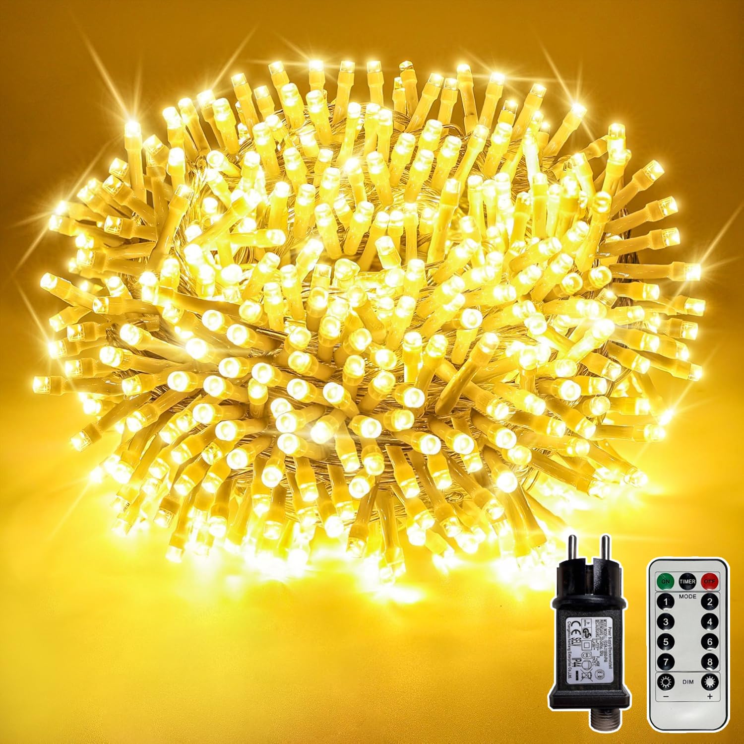 Soagrc Lichterkette Außen 400LED 40M Warmweiß IP44 Wasserdicht Strombetrieben, Outdoor Lichterkette mit Fernbedienung 8 Modi Timer für Garten Balkon Weihnachten Hochzeit Party