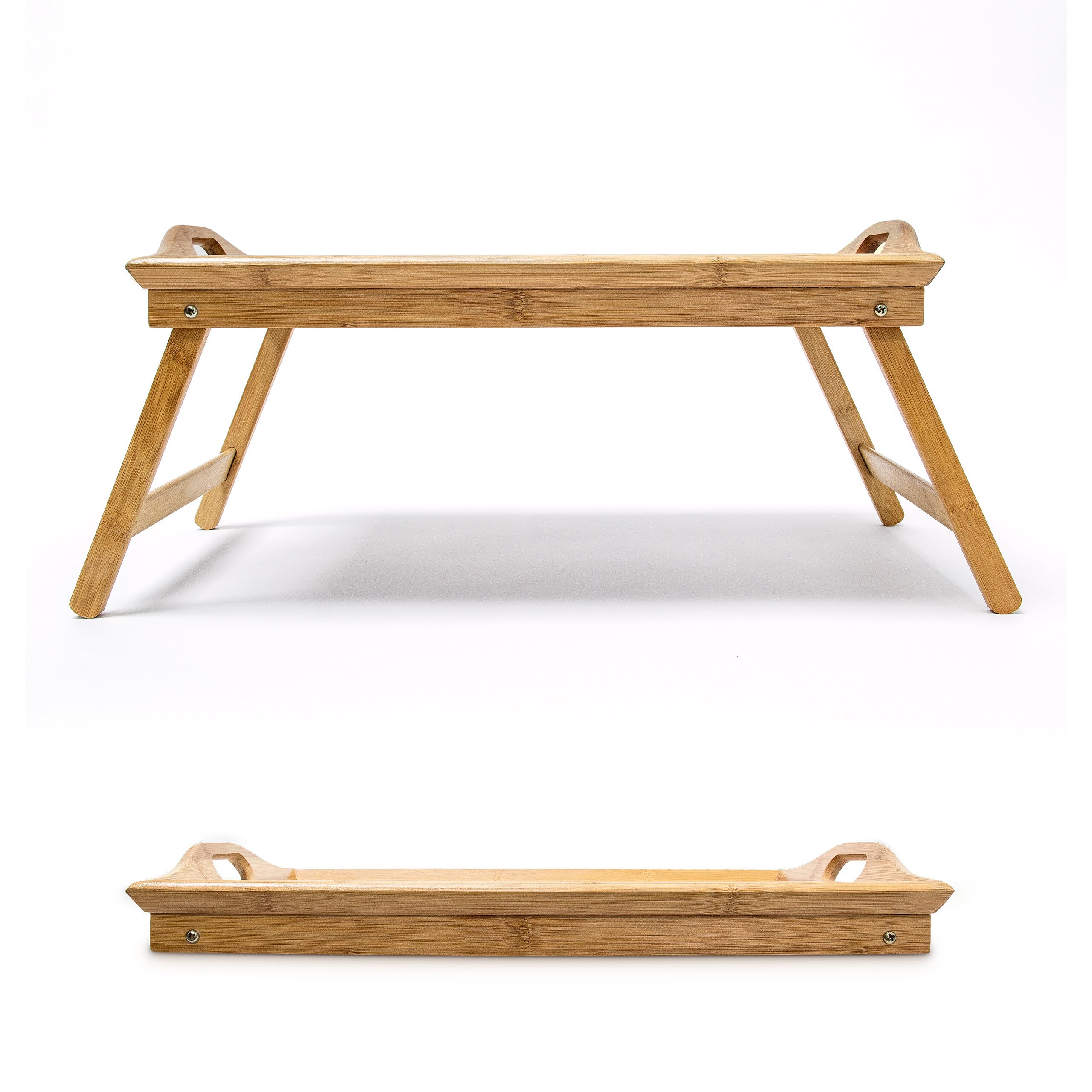 Relaxdays Betttablett Bambus H x B x T: ca. 25 x 52 x 33 cm Betttisch als Frühstückstablett oder Beistelltisch Serviertablett mit Tragegriffen Tabletttisch klappbar und pflegeleicht Tablett, Natur