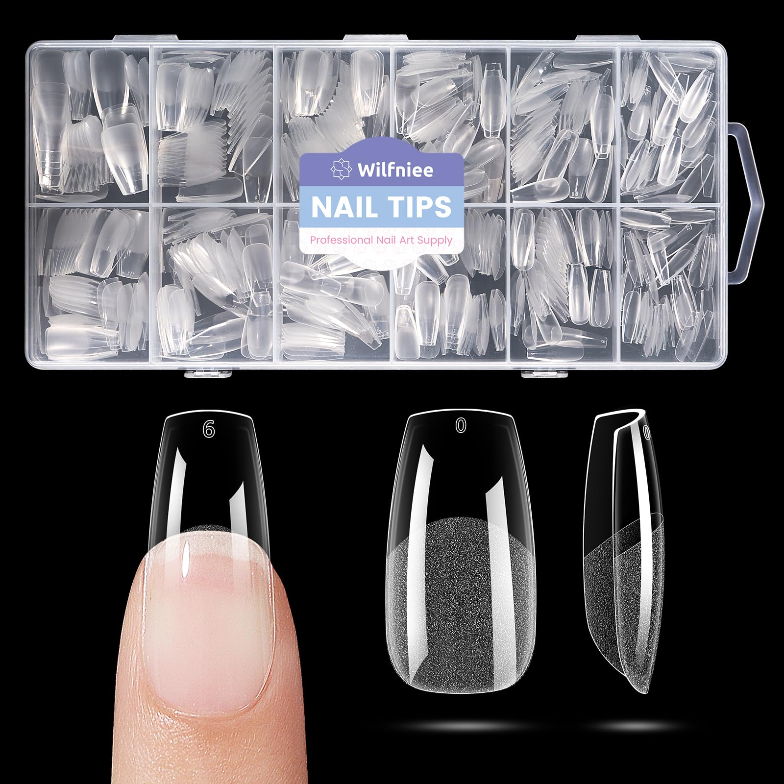 Wilfniee Nail Tips Medium Coffin: 504PCS Soft Gel Medium Coffin Press On Nails, 12Sizes Pre-shaped Acrylic Nail Extension Full Cover for Girls Women