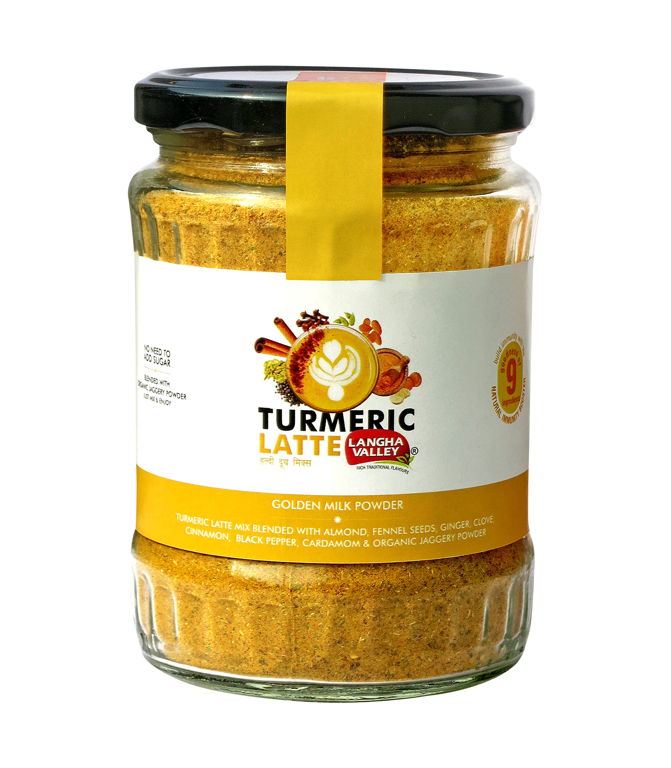 LANGHA VALLEY Turmeric Latte, Golden Milk Powder, Traditional Haldi Doodh Powder | Immunity Booster | 400 Grams
