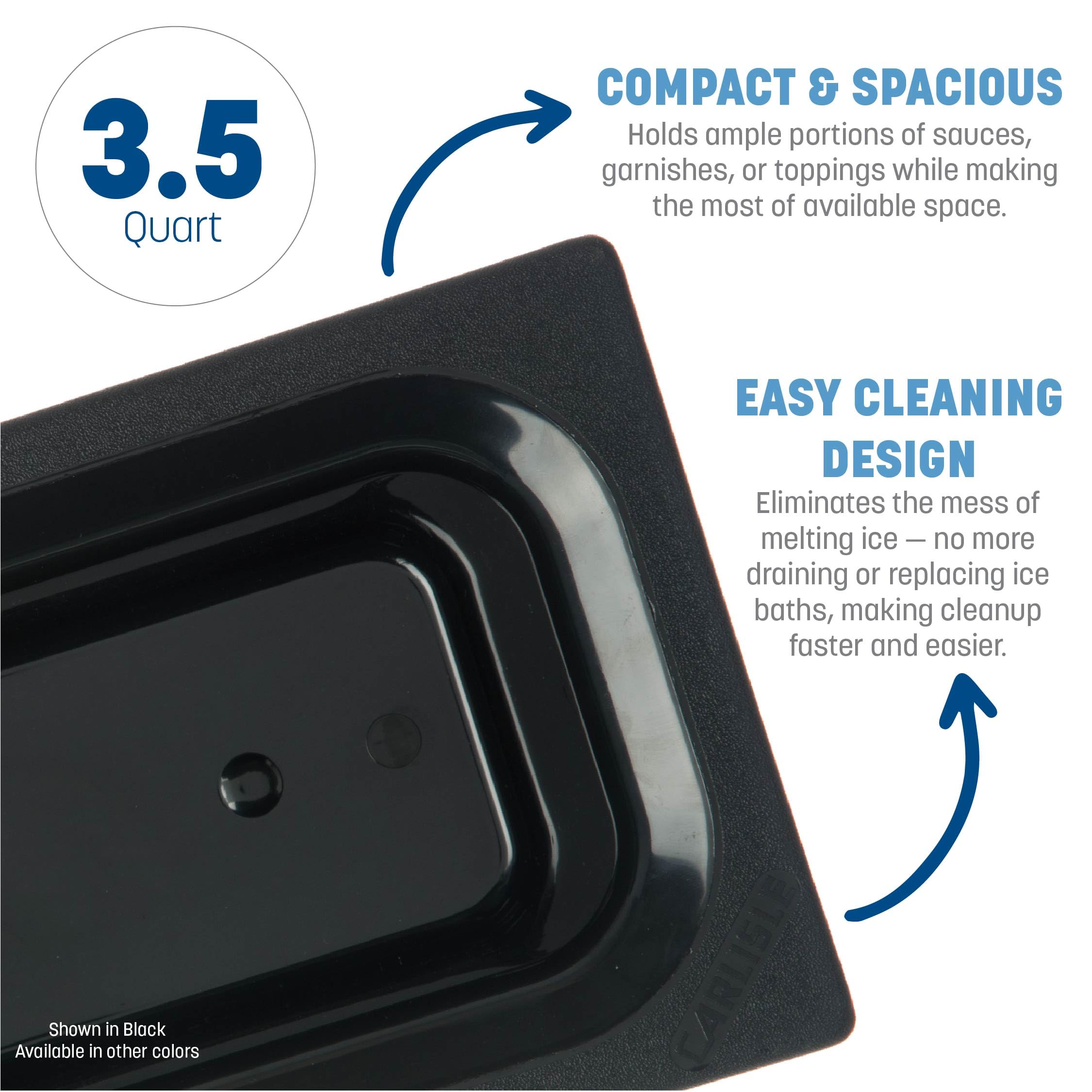 Carlisle CM110203 Coldmaster - Sartén para alimentos (plástico, tamaño 1/3), color negro