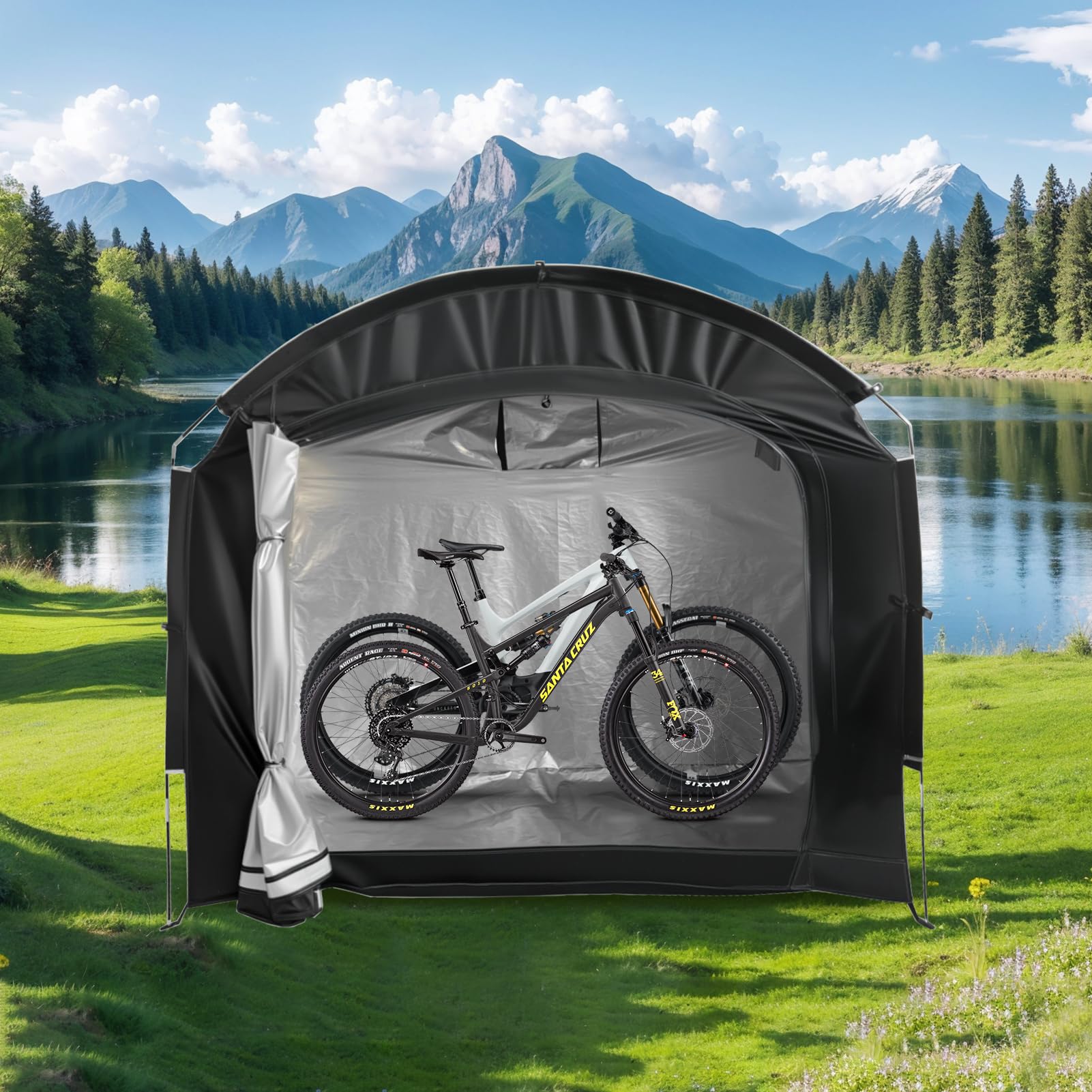Fahrradgarage für 2 Fahrräder 210D Oxford Wetterfest Outdoor Fahrradabdeckung