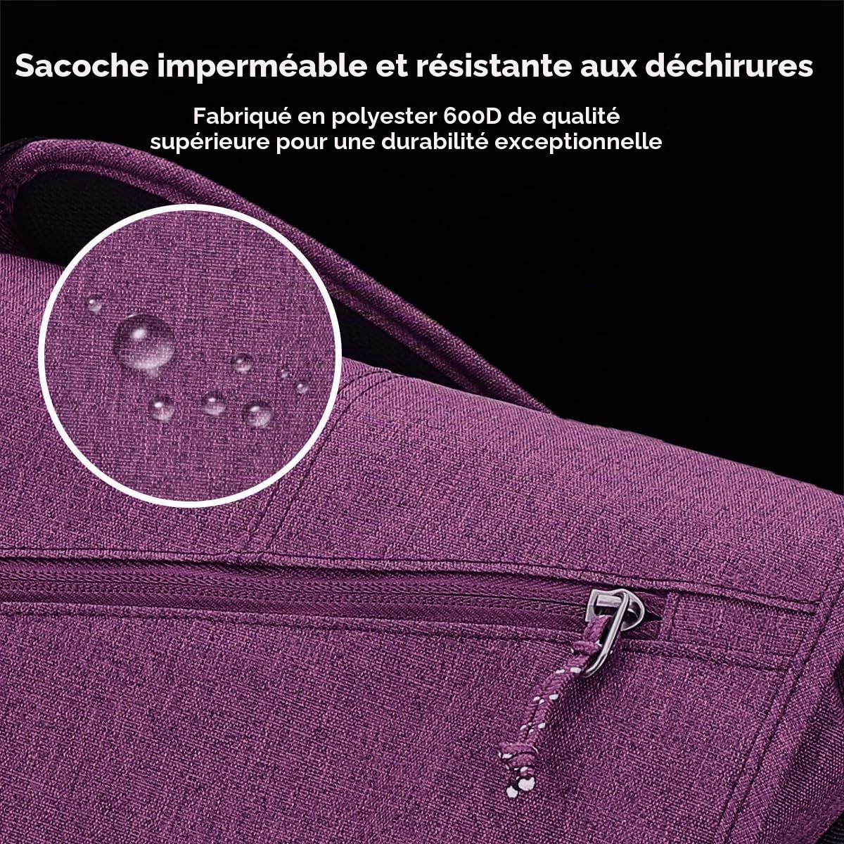 OIWAS Sac a Bandouliere Toile Sac Messenger Portable Sac à Bandoulière Cartable Besace Pochette pour Ordinateur pour l'École, Le Travail et Les Voyages
