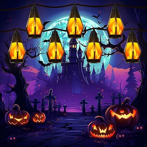 Solar String Lights Outdoor, 42Ft Patio Lights with 15 Flickering