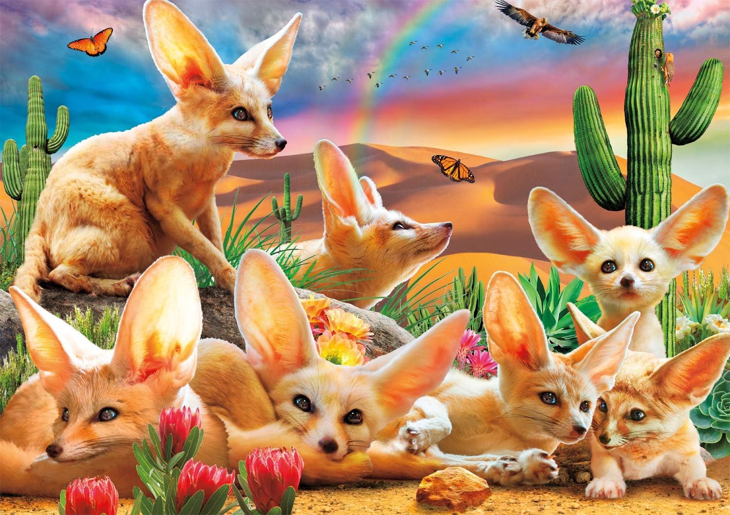 Buffalo Games - Adrian Chesterman - Fantastic Fennec Foxes - 500 Piece Jigsaw Puzzle for Adults -Challenging Puzzle Perfect for Game Nights - Finished Size is 21.25 x 15.00