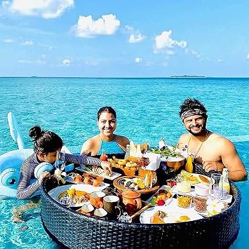 Floating Tray for Pool Luxury Floating Serving Trays Table Bar Round Floating Breakfast Tray Pool Swimming Pool Floats for Adults for Sandbars Spas Bath and Parties