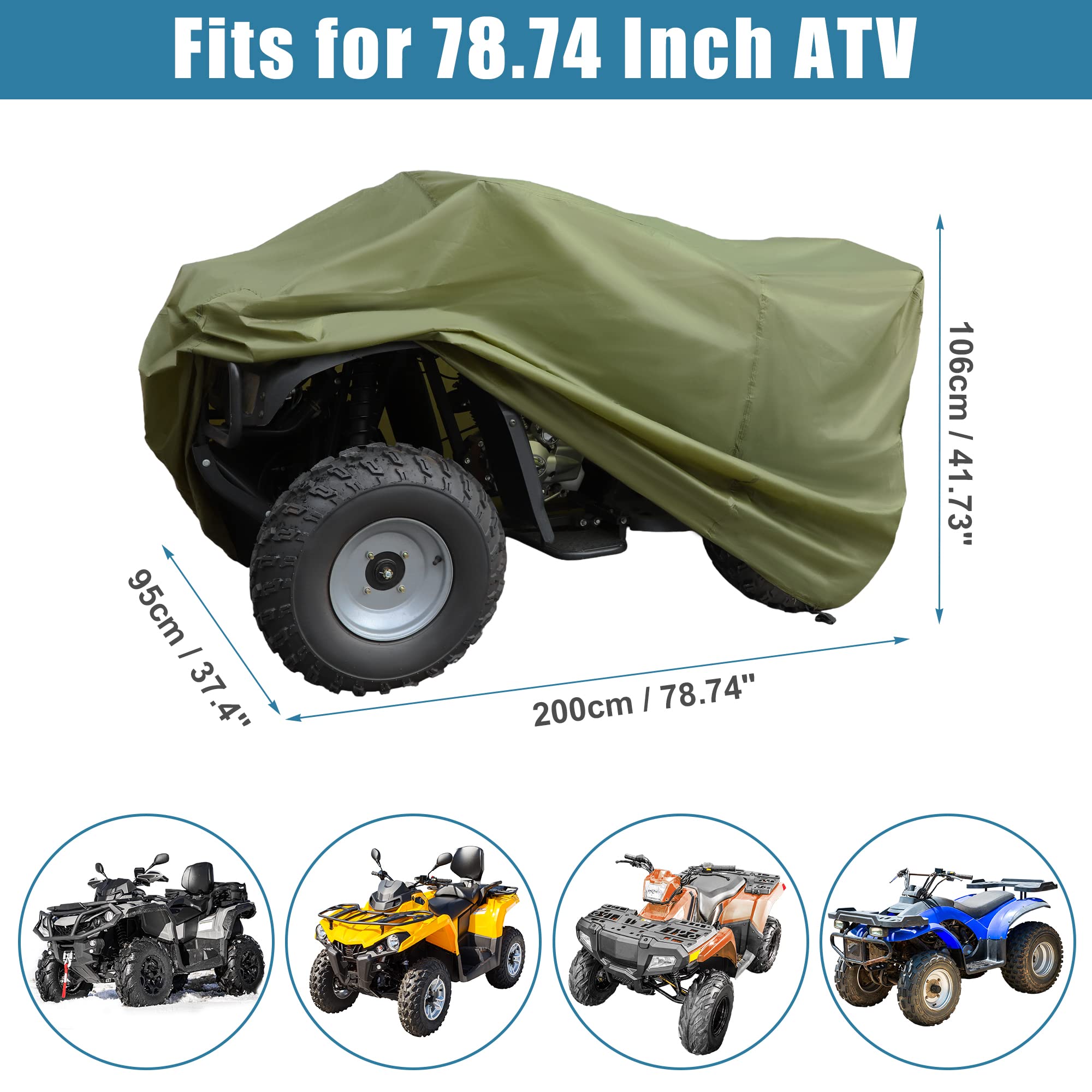 QUARKZMAN ATV Cubierta Impermeable Quad Cubierta 4 Rueda Cubierta Ajuste Mayoría 110CC-250CC