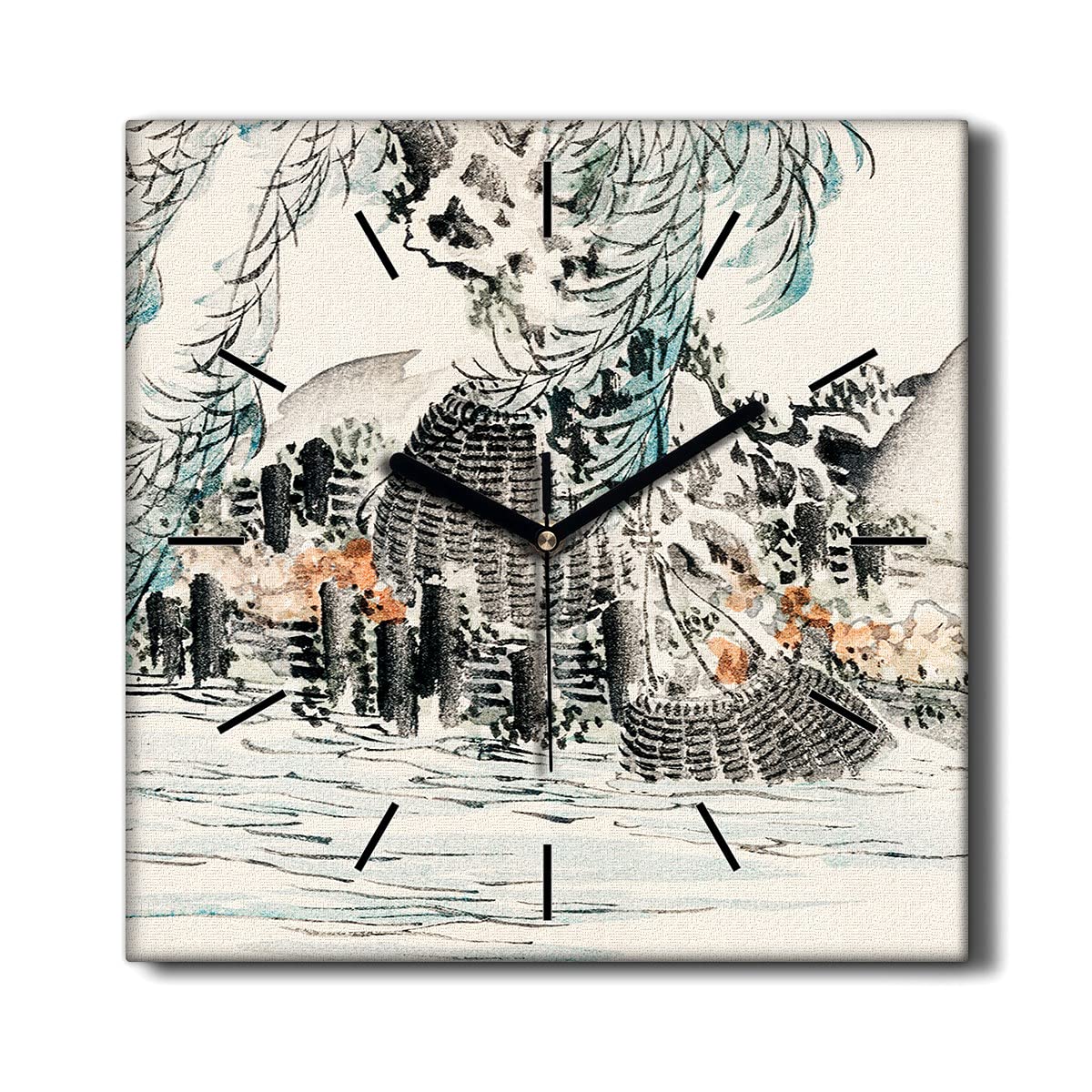 Horloge Murale sans tic-tac Toile 30x30cm Salon Zen Arbre Eau Coloray