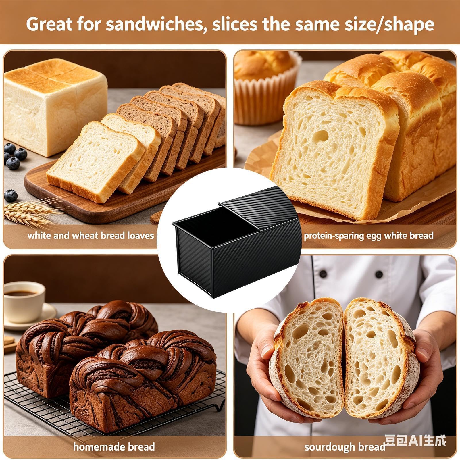 Molde Para Pan Con Tapa Bandeja De Hornear Antiadherente Ondulada Y Fácil | Molde Para Sandwich Y Pan De Molde Para Cocina Comedor Restaurante Panadería Cafetería