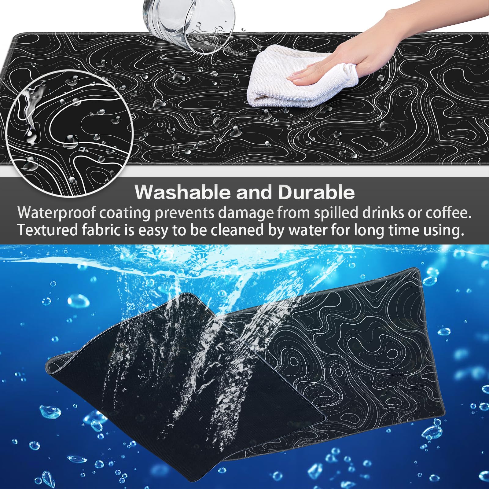 Canjoy - Alfombrilla de mouse para juegos, contorno topográfico, 35.4 x 15.7 pulgadas, grande, extendida, para computadora, teclado de escritorio completo, alfombrilla de mouse para juegos, oficina,
