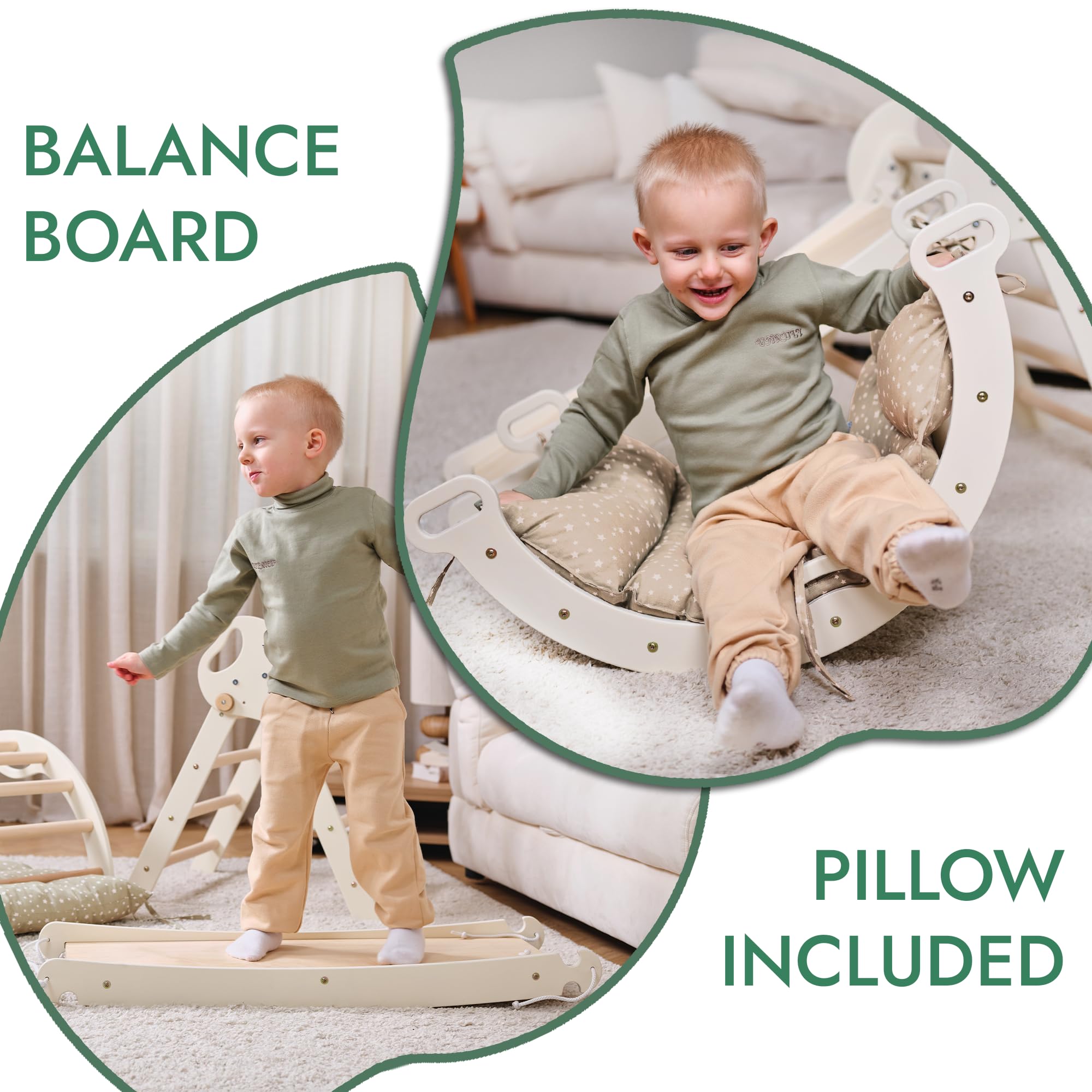 Goodevas Montessori 5 in 1 - Set da arrampicata per interni, con cuscino e scivolo per bambini, parco giochi per interni da 1 a 3 anni
