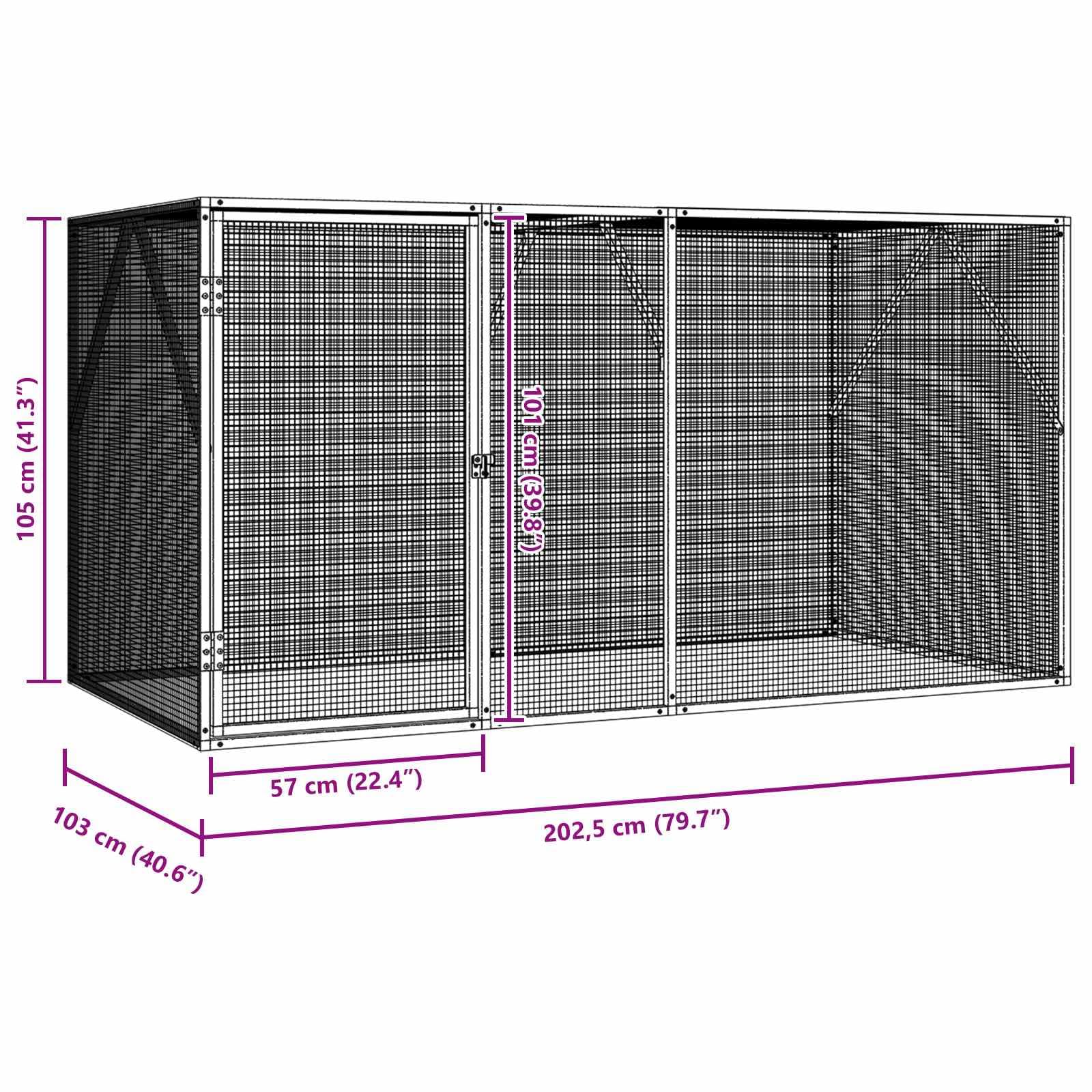 Generisch Vogelkäfig Anthrazit 208 x 102 x 108 cm Verzinkter Stahl,Tier- & Haustierbedarf,Haustierbedarf,Vogelbedarf,Vogelkäfige & -ständer-4100925