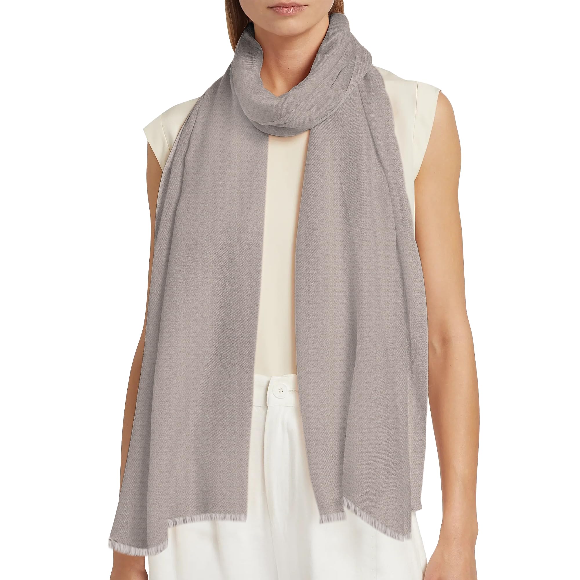 Sommerschal Damen aus 100% Kaschmir – Handgewebter Kaschmirschal mit Karomuster – Leichtes Halstuch, Stola & Tuch für Frühling & Sommer – Unisex, Hergestellt in Nepal (68x190 cm)
