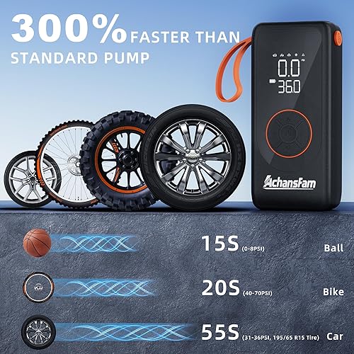 Miniatura 3 de P9 Pro - Inflador de neumáticos portátil, compresor de aire, bomba de aire para neumáticos de automóvil con medidor de presión digital, doble