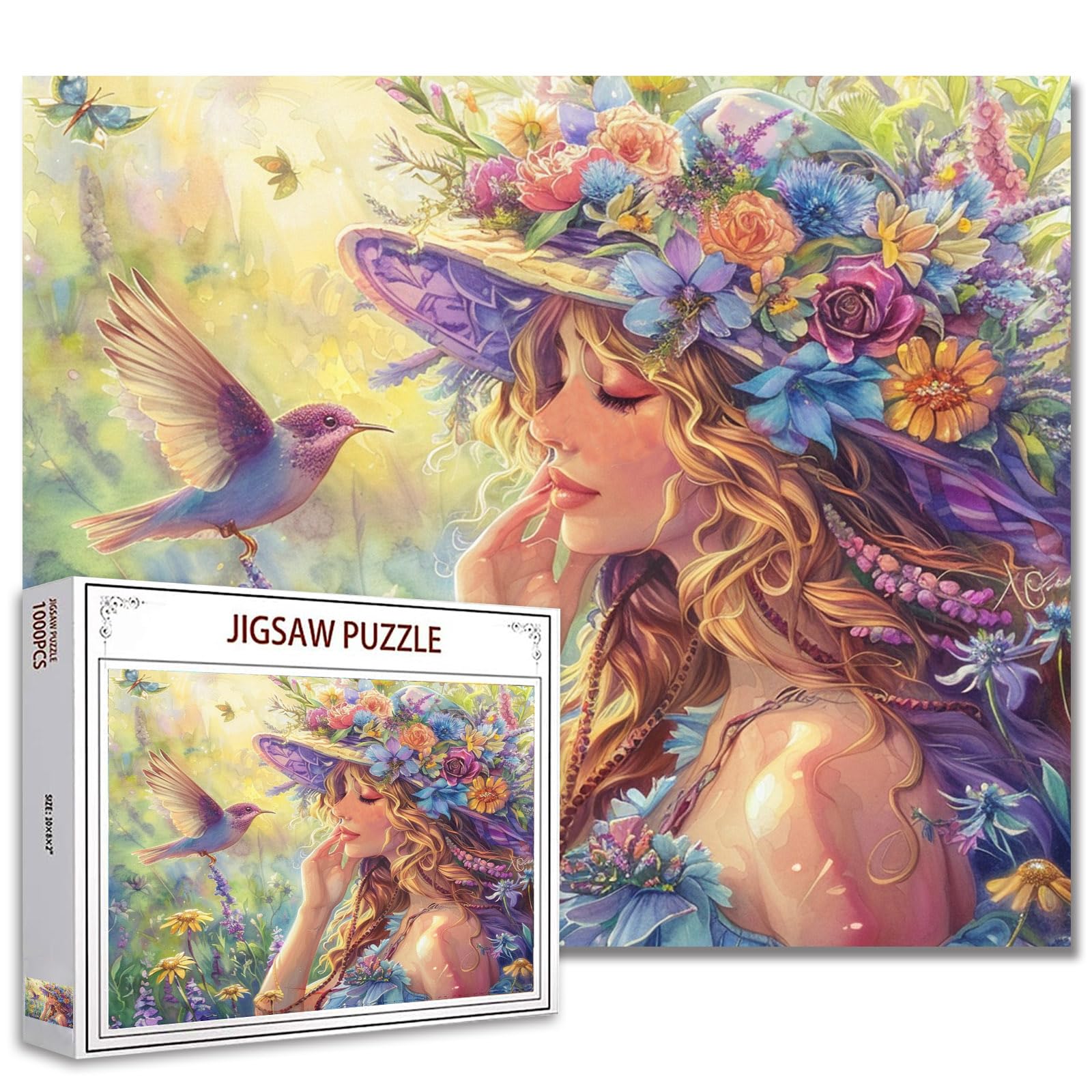 Flowers Girls 1000 Pieces Jigsaw Puzzle for Adults,Garden Floral Jigsaw Puzzles for Challenging Family Activity Games Colorful Puzzle for Home Decor Gifts - 27 x 20 Inches โ image 1