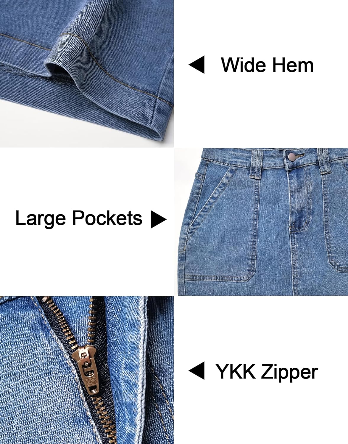 Denim Skirts for Women Stretchy High Waisted Jean Skirt with Large Pockets Casual Cute Denim Skirt - Image 5