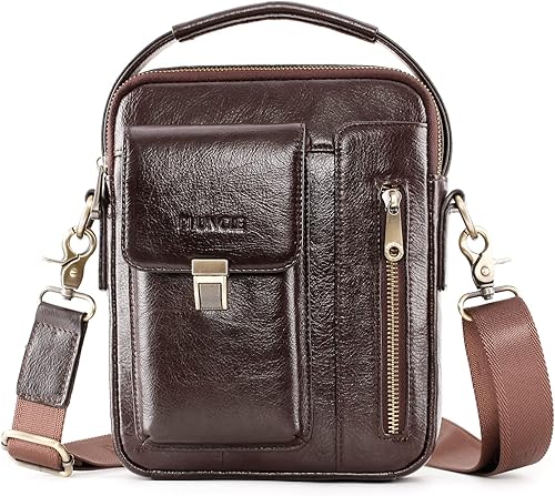 BAIGIO Men's Genuine Leather Shoulder Bag Messenger Briefcase CrossBody Handbag Satchel Travel bag