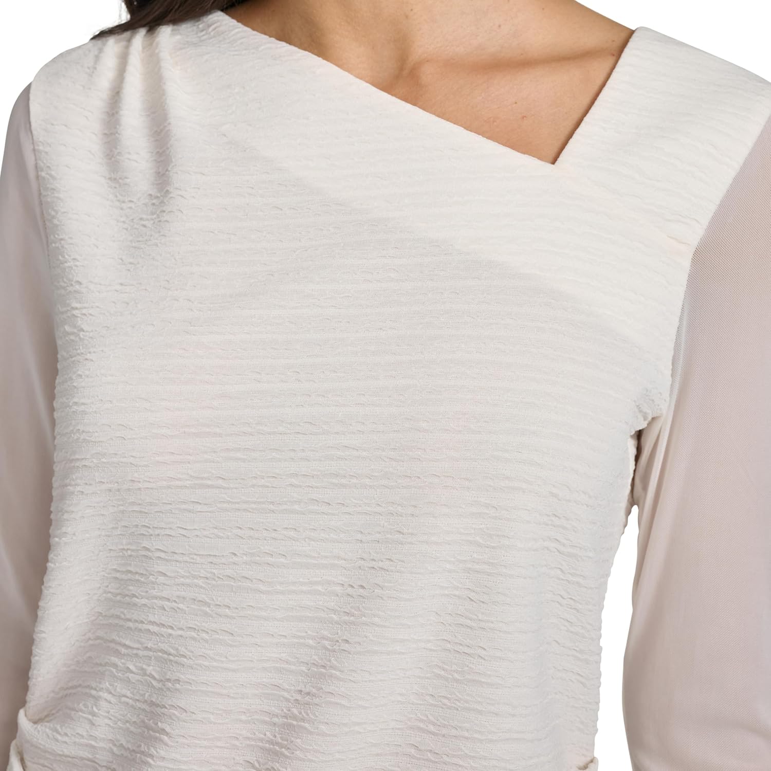 Calvin Klein Womens Long Sleeve Asymmetrical Neckline Top - Image 5