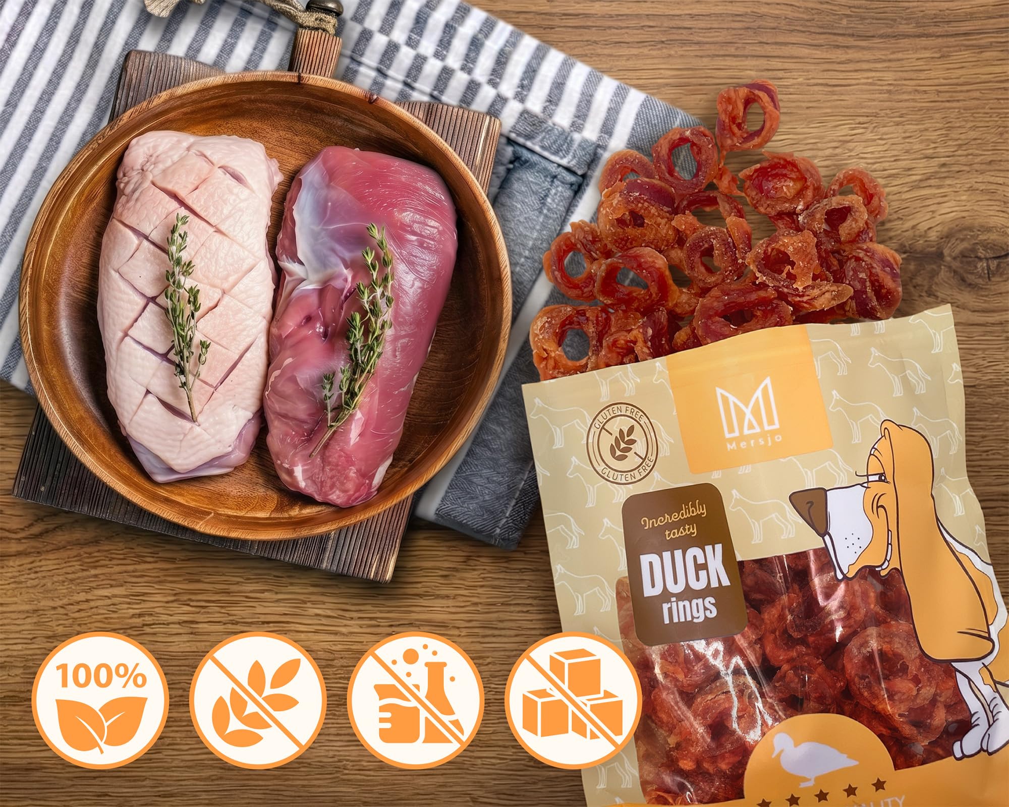 Golosinas para perros, 95% carne de pato, sin cereales, 2 x 500 g