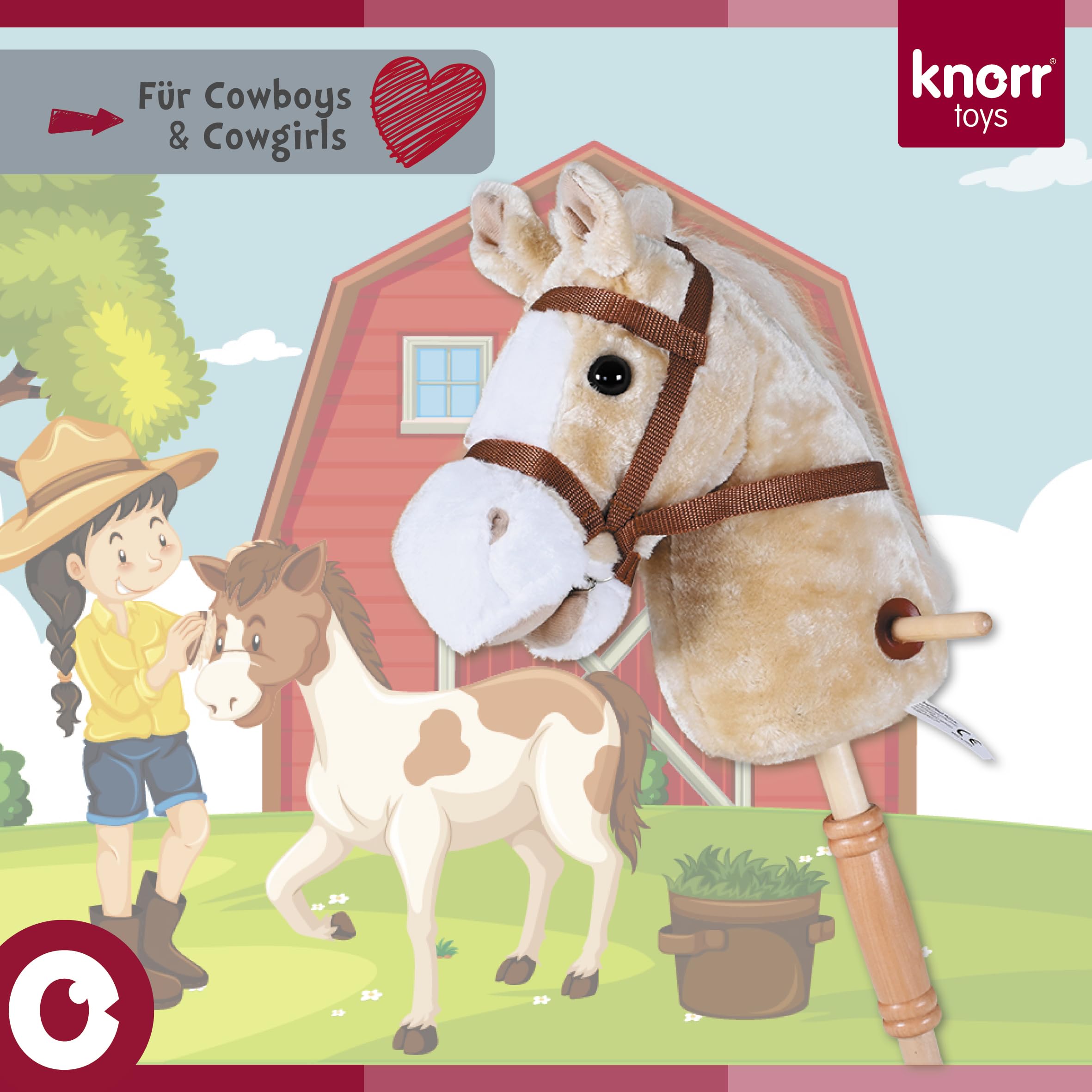 Knorrtoys 40101 - koń na kiju "Sugar", jasnobrązowy