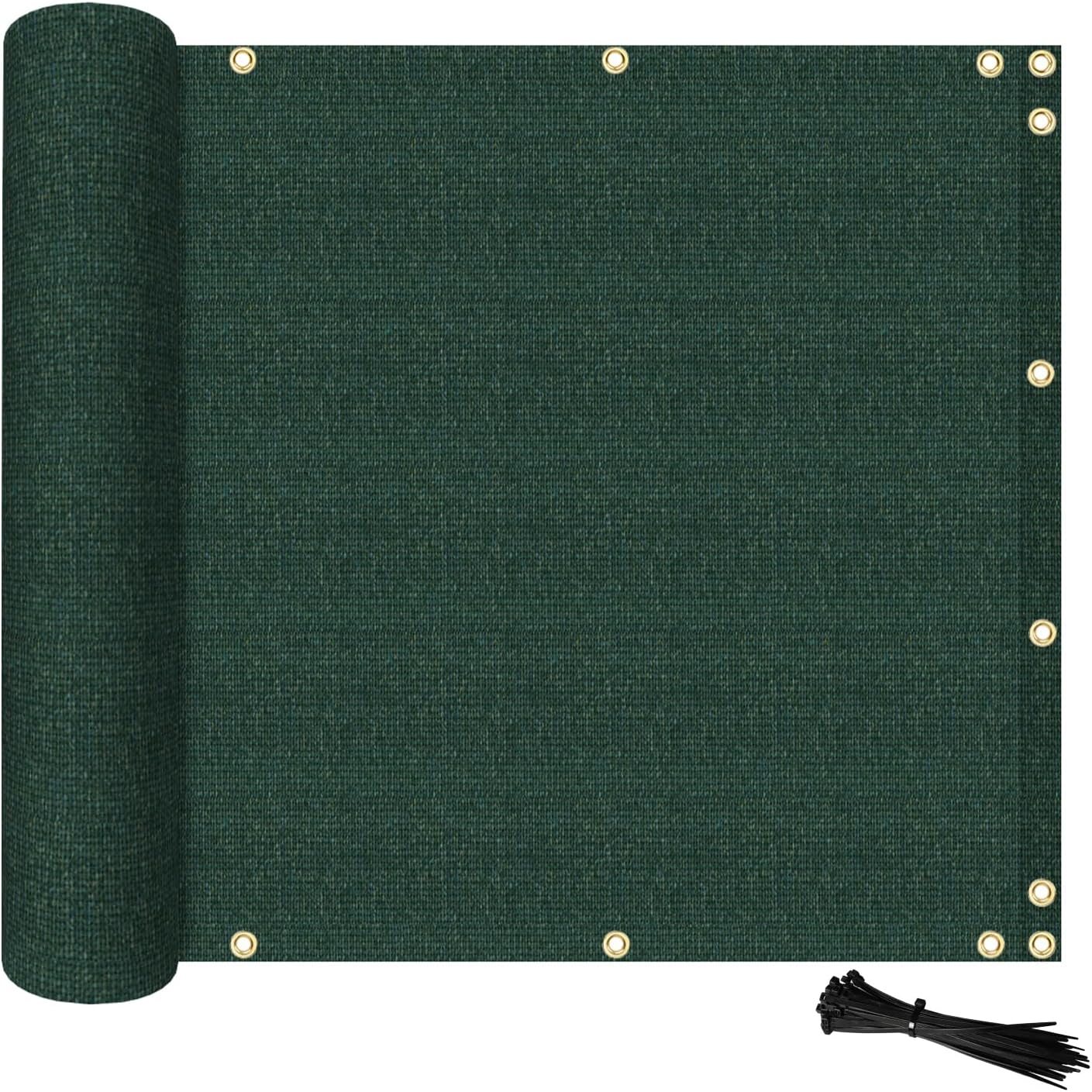 ECOOPTS 3'x50' Balcony Privacy Fence Screen with Zip Ties, Outdoor UV Protection Fence Cover for Balcony Porch Patio Deck Yard (Green)
