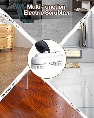 Miniatura 7 de Limpiador eléctrico giratorio, trapeador eléctrico inalámbrico para limpieza de pisos, con rociador de agua y tanque grande de 27.1 fl oz, mango de