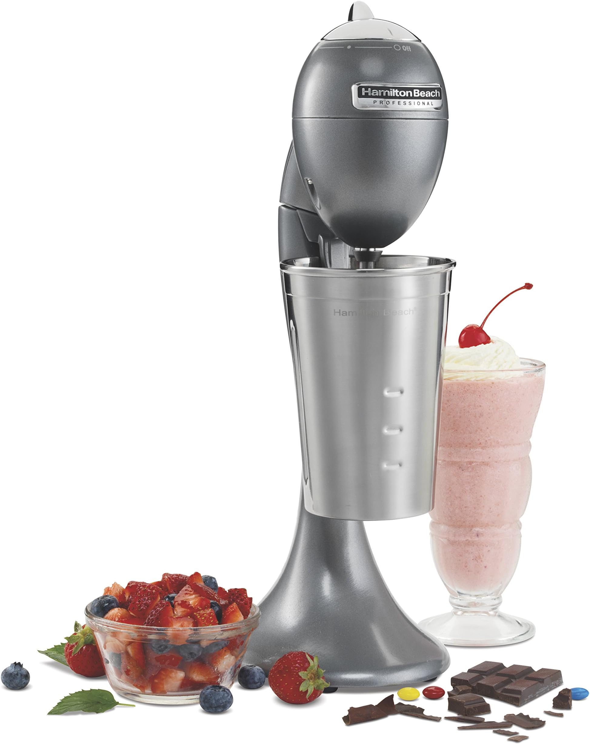Hamilton Beach Professional Pro Retro Die-Cast Mixer for Milkshakes, Soda Fountain Drinks, Protein Shakes, Whipping Omelets and Pancake Batter, 28 Oz Cup (65120), Gray