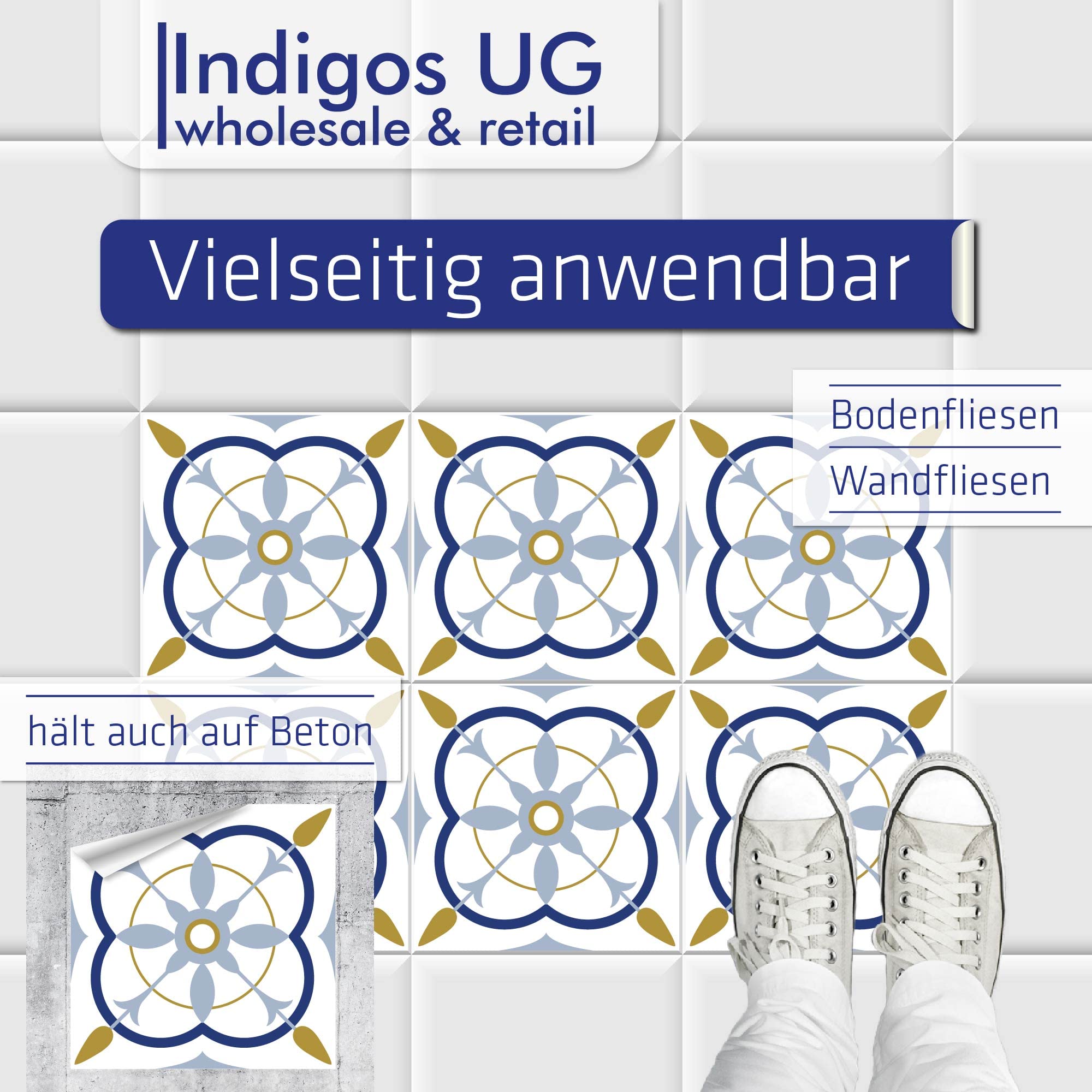 Set 034 – Palermo – 10 x 10 cm – 63 pezzi – Piastrelle adesive per pavimenti – Piastrelle adesive per pavimenti – Piastrelle adesive per pavimenti – Piastrelle adesive per cucina, bagno, WC, bordatura