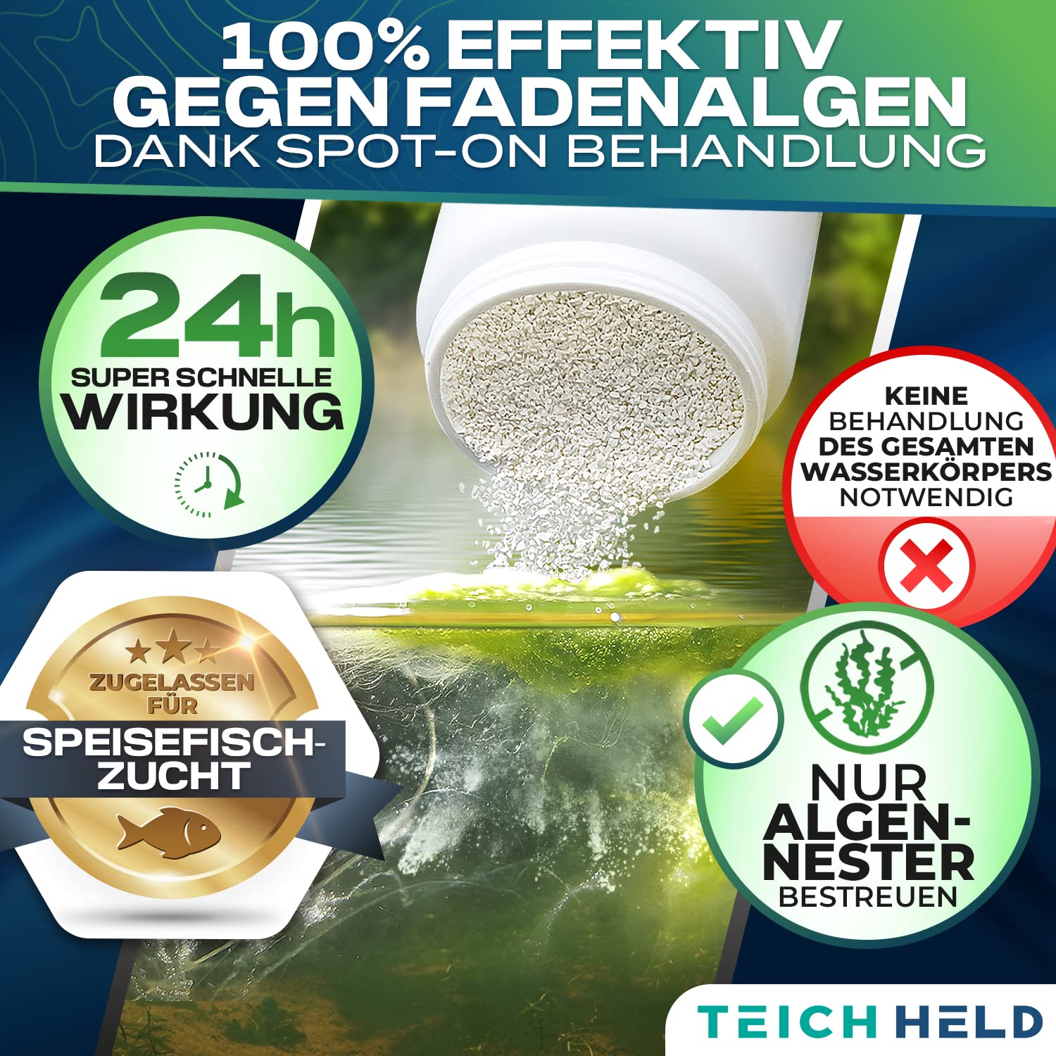 TeichHeld Fadenalgenvernichter teich [360° Schutz für Fische] 5kg Extra schnell & effektiv Dank 2in1 Wirkung mit LangzeitEffekt algenmittel algenvernichter algenentferner algen entferner algenstopp