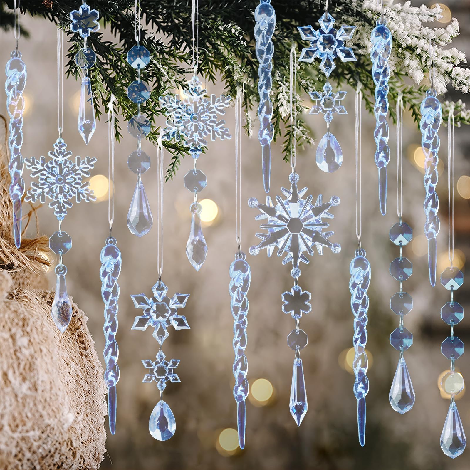 Crystal Ornaments for Christmas Tree Winter Wonderland Decorations