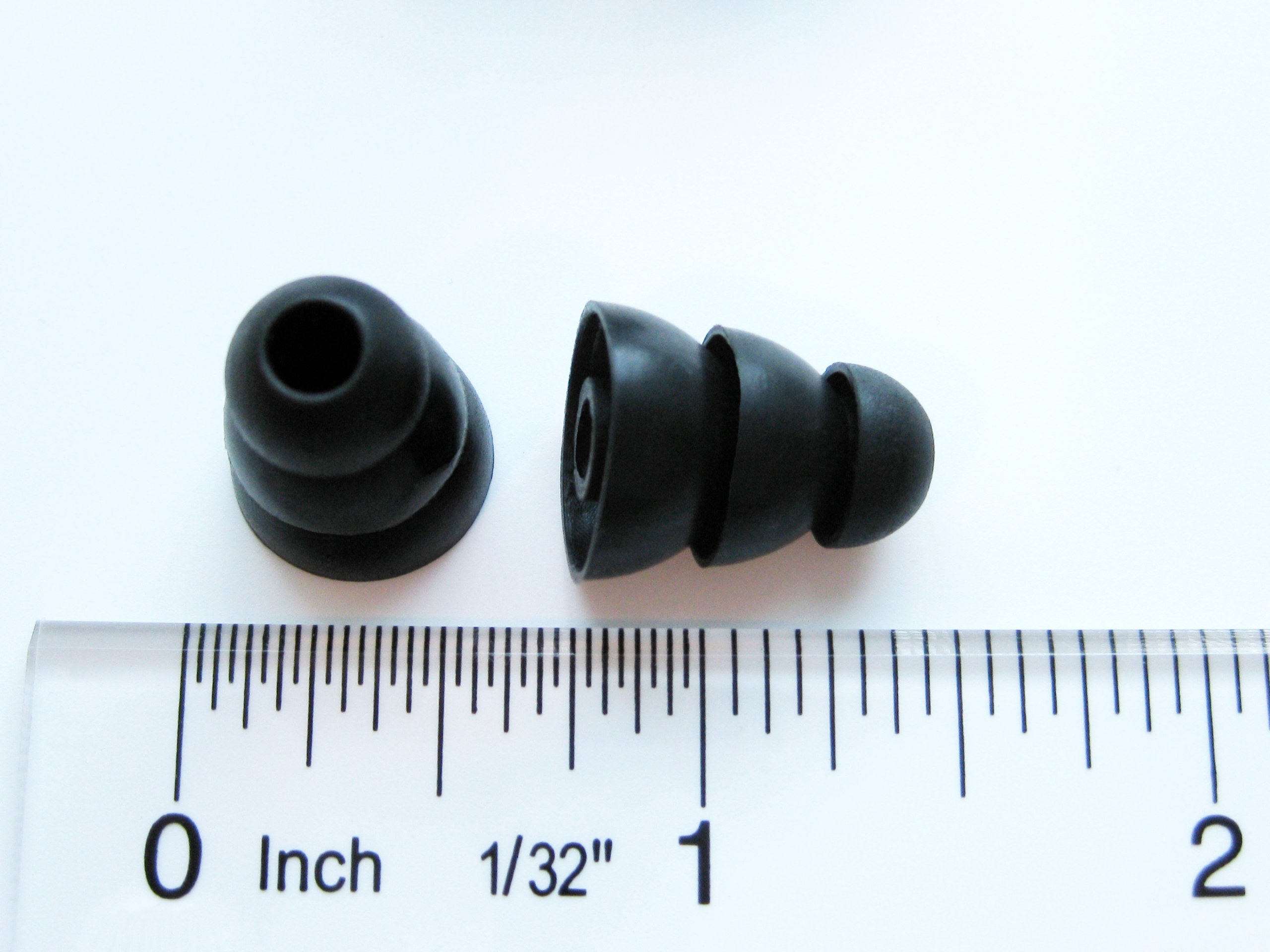 6 Large (L) Black Triple Flange Replacement Eartips Earbuds Ear Adapters for in Ear Earphones with 4.9mm to 6.3mm Nozzle Attachment 4