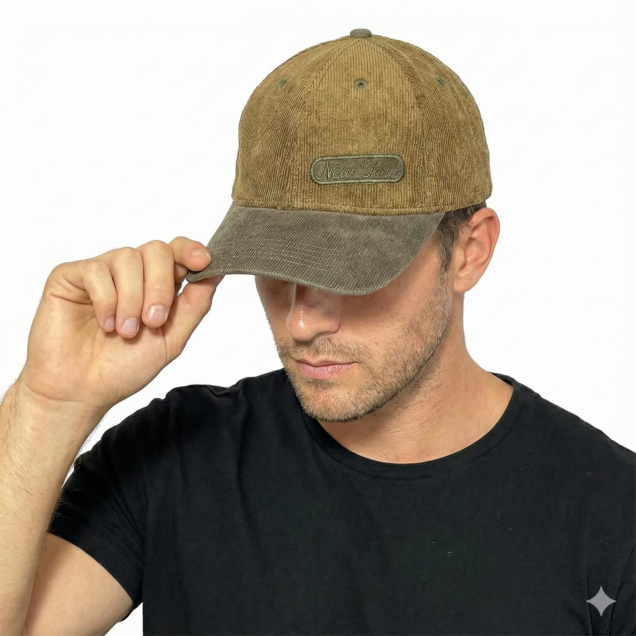 NEON ROCK Premium Brown Corduroy Fabric Cap for Unique Grey Color Visor and Long Lasting Durable Adjustable Metal Buckle Closure-image-5