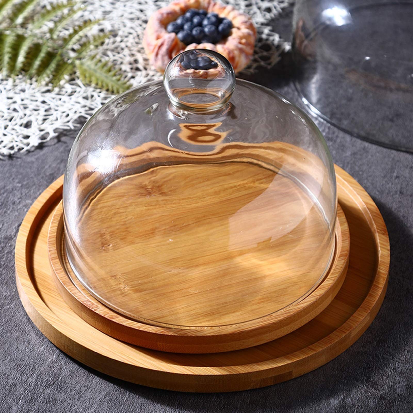 Tapa para el microondas,Mesa De Postres con Tapa, Soportes De Exhibición De Pasteles De Té De La Tarde Platos De Degustación De Pan Cúpula De Vidrio Transparente Cubierta De Cúpula De Pizza