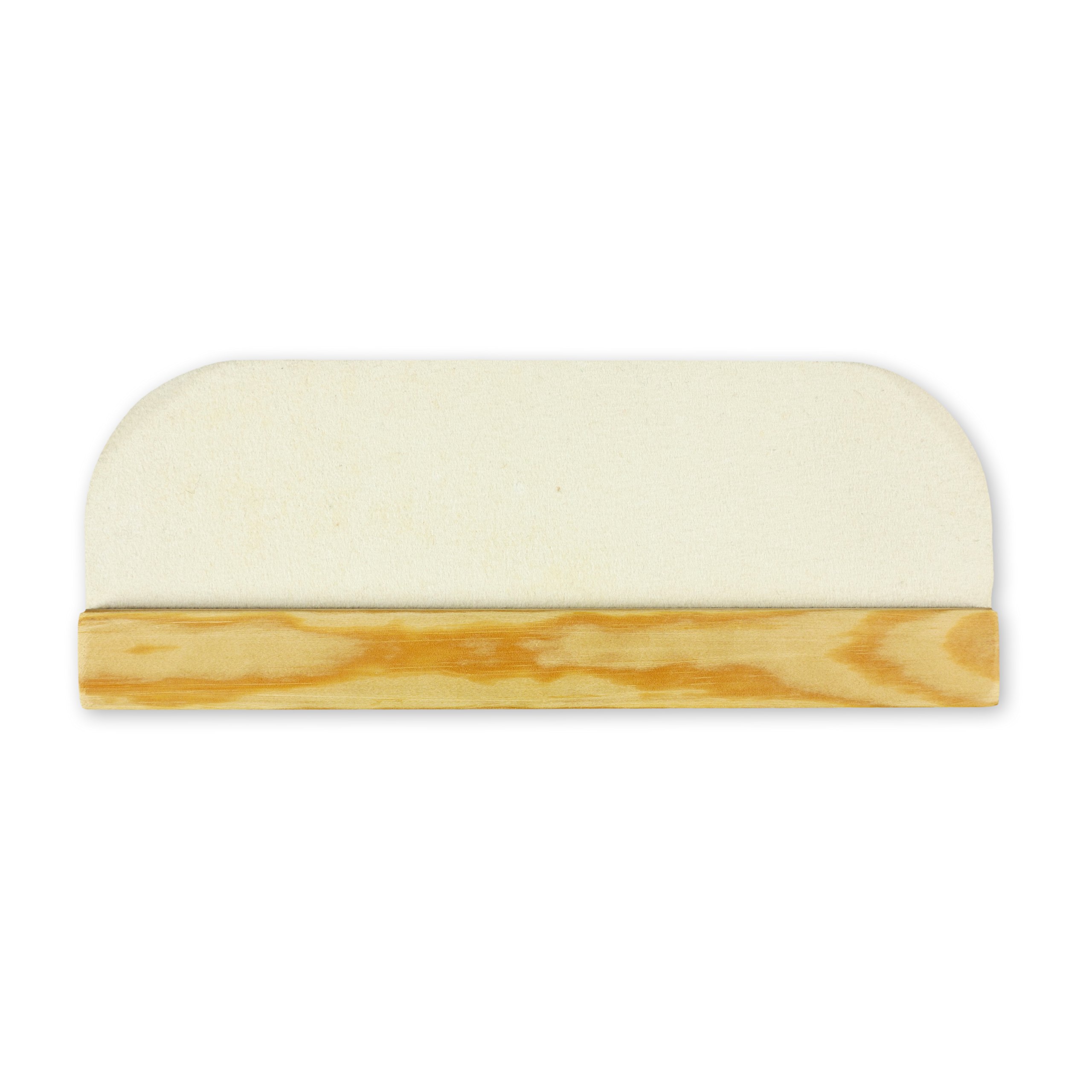 Raschietto di feltro di lana solido con maniglia in legno per uso professionale, bianco, (densità specifica 0,56-0,60 gr/cm³), 260 x 100 x 10 mm - Qualità "Made in Germany"