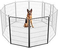Vista 32 de FXW Rollick Unleashed corralito para perros en interiores, patio, campamento de casas rodantes, 40 pulgadas, 8 paneles para perros medianos y Blanco