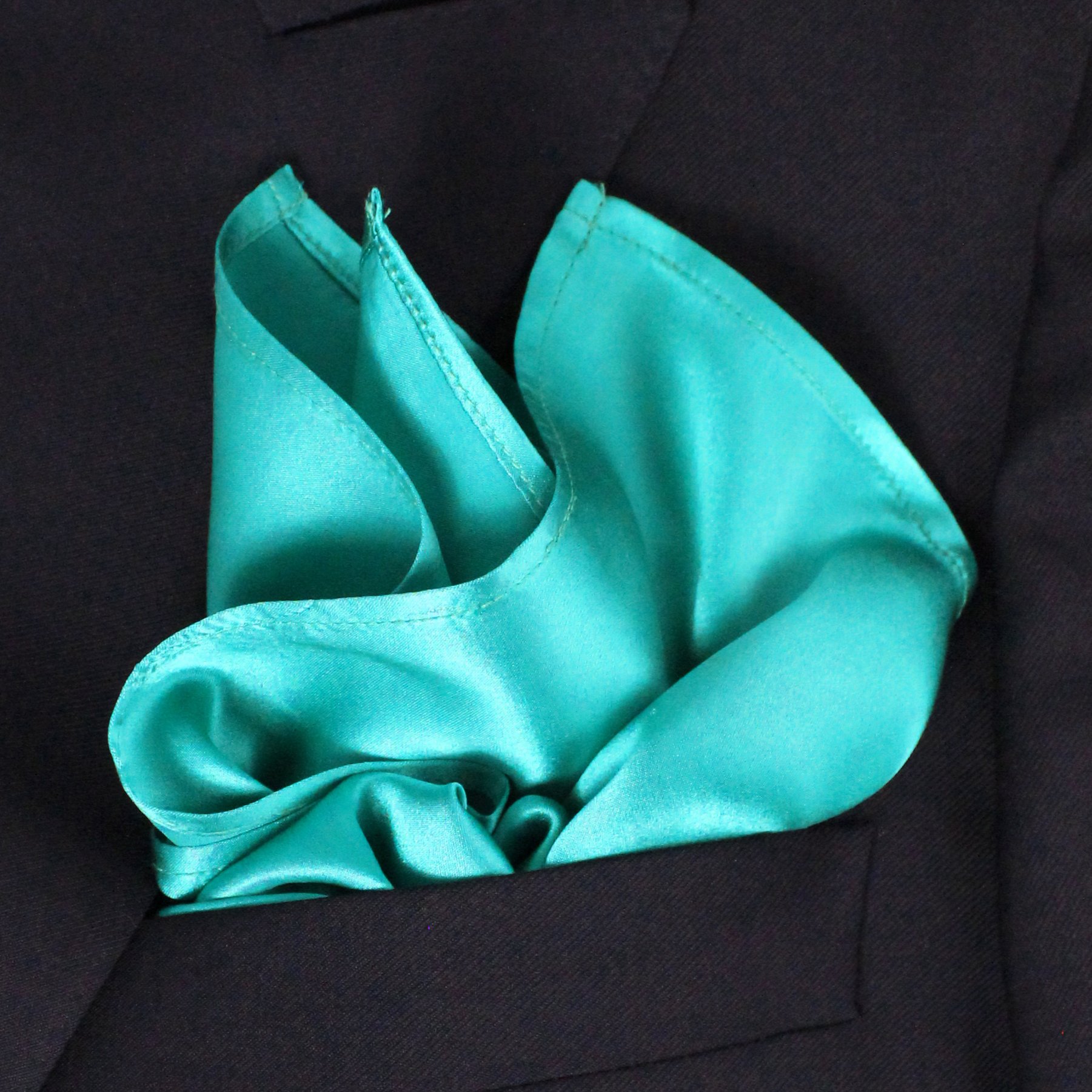 Royal Silk Turquoise Blue Creamy Satin Silk Handkerchief – 100% Silk - Large 16