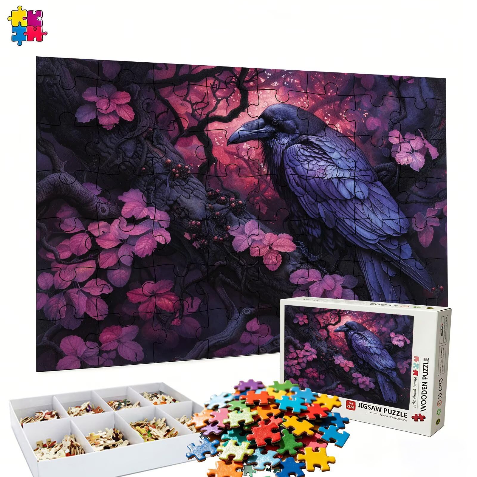 Puzzle Kruk Kwiat Wzór | Z wykwintnym pudełkiem do pakowania | Puzzle 5000 sztuk | Elementy idealnie pasują | Tył litery | Puzzle dla dorosłych cała rodzina s7h-559