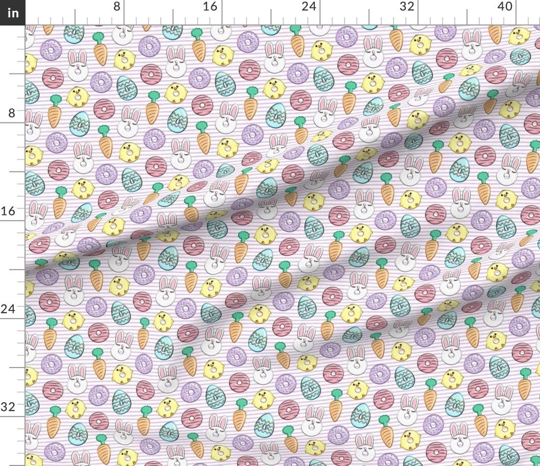 Spoonflower Fabric - Easter Donuts Bunnies Eggs Purple Stripes Spring Trendy Bunny Chick Printed on Petal Signature Cotton Fabric by The Yard - Sewing Quilting Apparel Crafts Decor