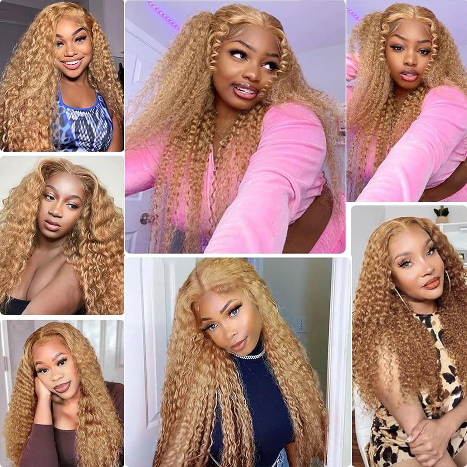 color 27 bundles human hair honey blonde kinky curly bundles 8a grade brazilian virgin honey blonde human hair extensions (12 12 12 inch) 12 12 12 #27 kinky curly human hair 3 bundles